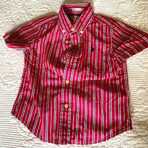 Ralph Lauren 18 Month Red and Blue Striped Button Up